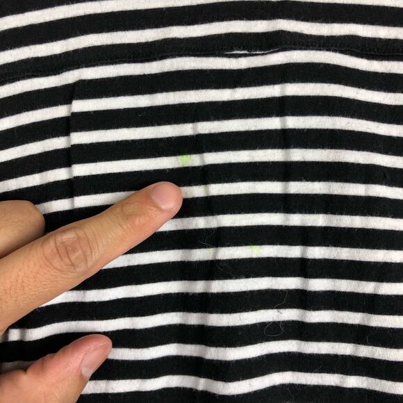 LOFT Womens Shirt Black White Striped Collared Sheer Long Sleeve Modal Blend L - Picture 14 of 15